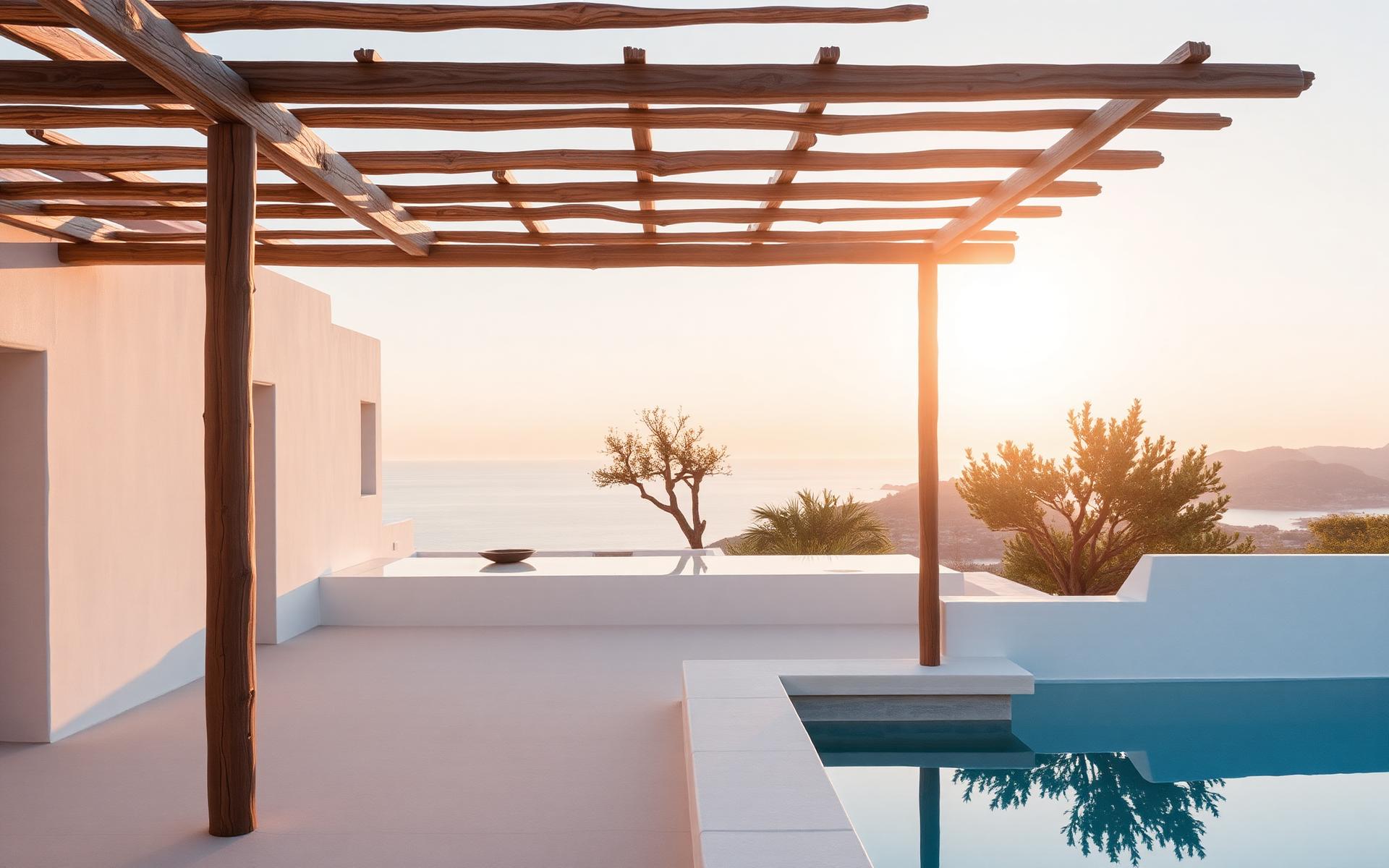 Ibiza villa terrace at golden hour